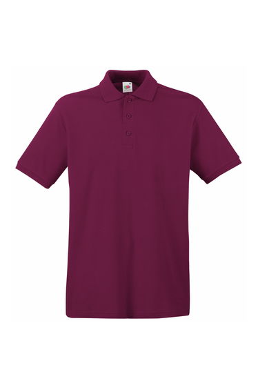 Fruit Of The Loom Premium Mens Short Sleeve Polo Shirt - Burgundy