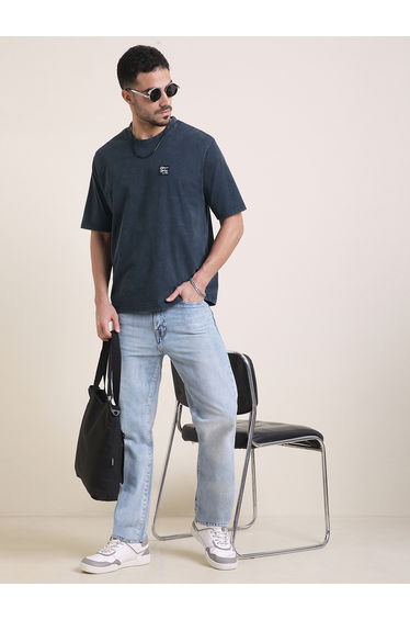 Men Oversized Acid Wash Printed T-Shirt