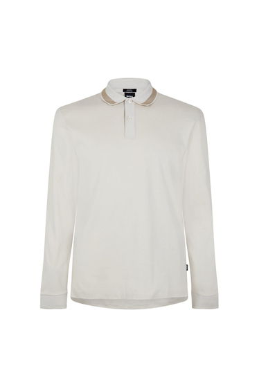 Boss Mens Regular Long-Sleeved Polo Shirt - White