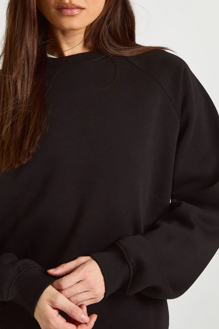 Tall Raglan Seam Oversized Sweatshirt - black - 3