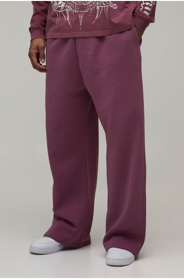 Wide Leg Drop Crotch Heart Printed Jogger - mauve