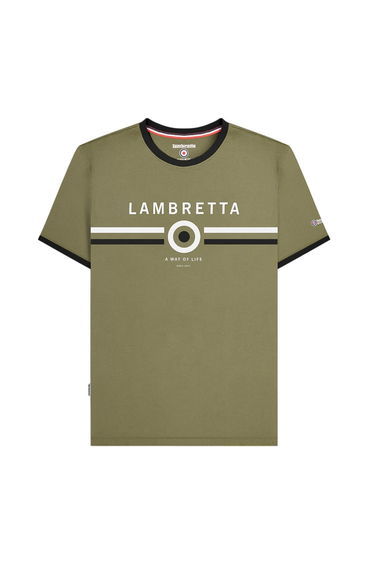Lambretta Mens Target Ringer T-Shirt - Khaki