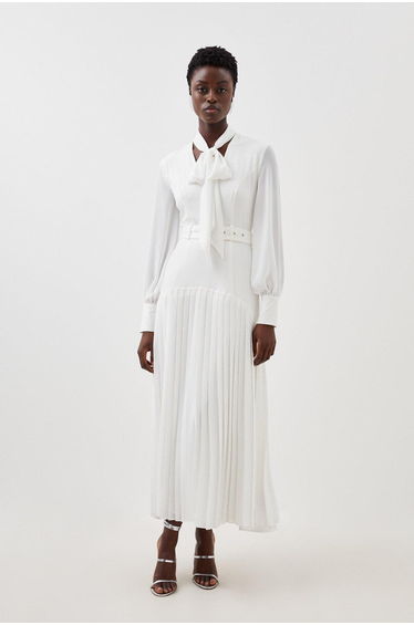 Jersey Ponte Georgette Mix Midaxi Dress