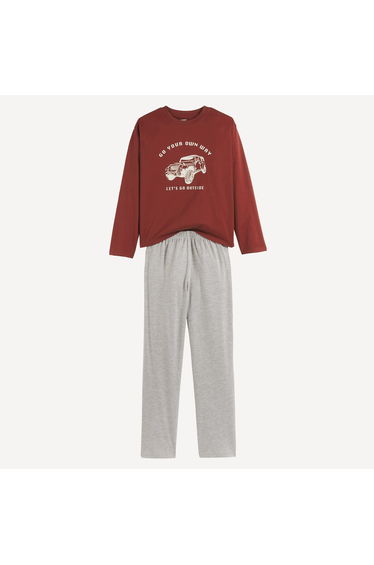 Slogan/Car Print Cotton Pyjamas