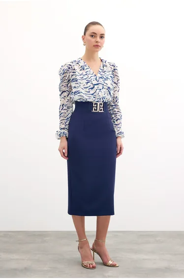 Pencil Skirt with Accessory Detail