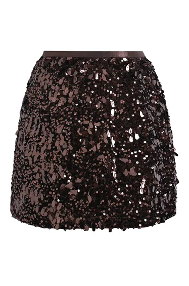 تنورة قصيرة بنية بقصة مستقيمة