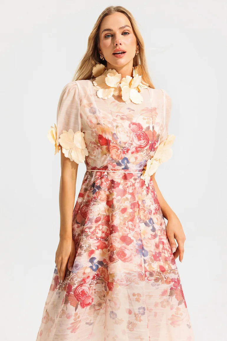 Eugénie Floral Short Sleeve Midi Dress - 3