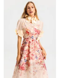 Eugénie Floral Short Sleeve Midi Dress - 3