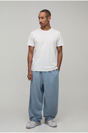 Balloon Fit Washed Loopback Joggers - washed blue