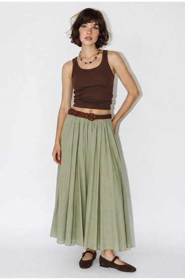 LUCCI High-Waist Pleated Maxi Skirt