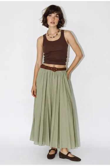 LUCCI High-Waist Pleated Maxi Skirt