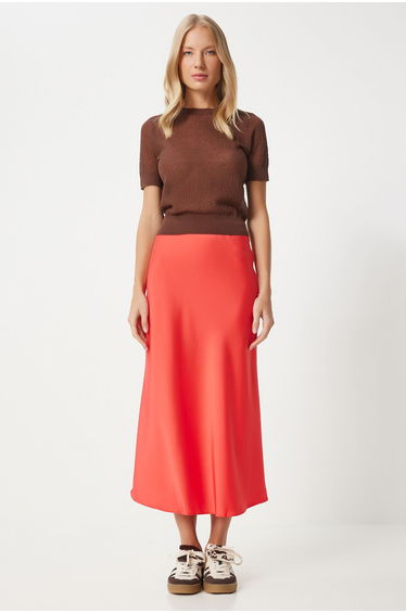 Women's Pomegranate Flower Satin Surface Skirt