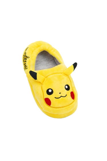 Pokemon Childrens/Kids Pikachu 3D Slippers - Yellow/Heather Grey/Black