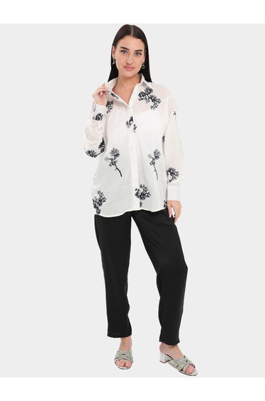 Embroidered Floral Shirt and Trousers Modest Set