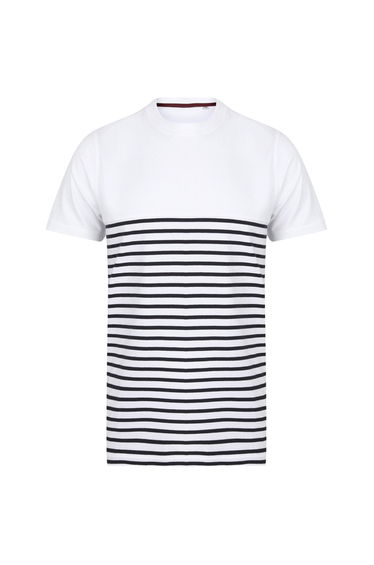 Front Row Adults Unisex Breton Striped T-Shirt - White/Navy