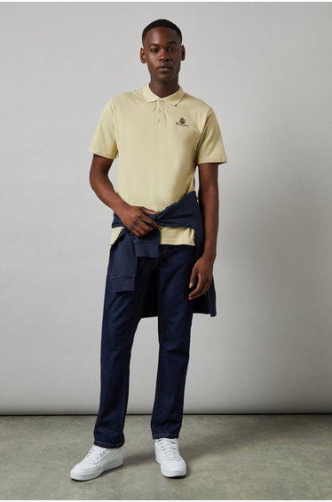 Small Logo Picket Check Placket Polo Beige