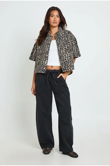 Leopard Print Denim Shirt - leopard