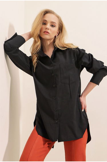 BDART Loose Fit Poplin Button-Up Shirt with Pocket