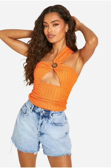 Textured Trim Top - orange