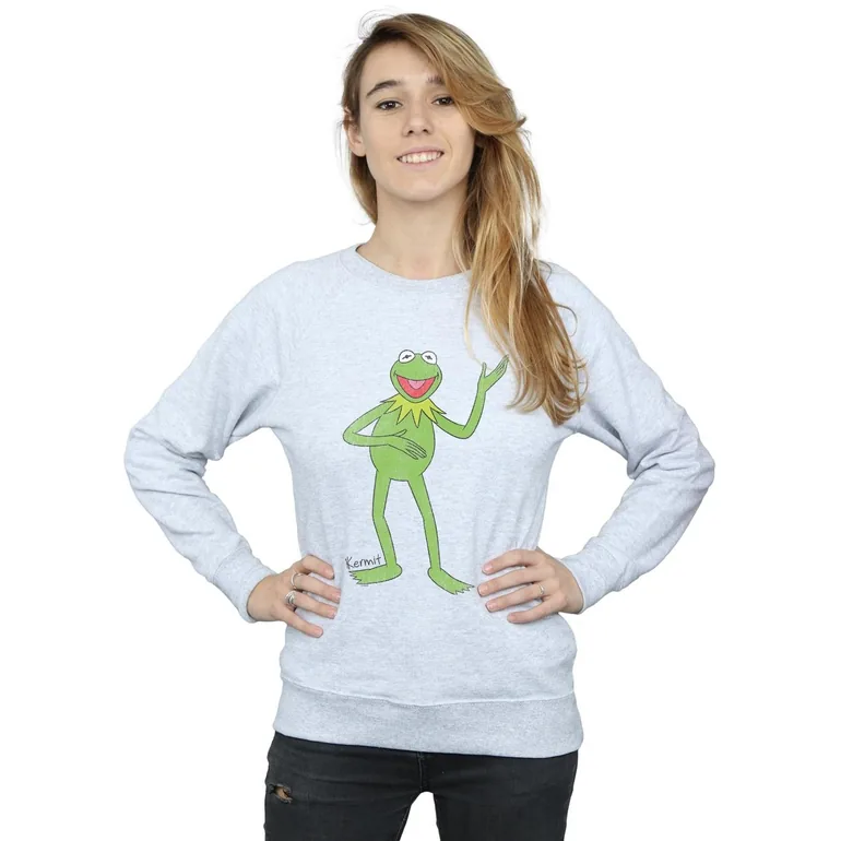 The Muppets Womens/Ladies Classic Kermit Heather Sweatshirt - Heather Grey - 2