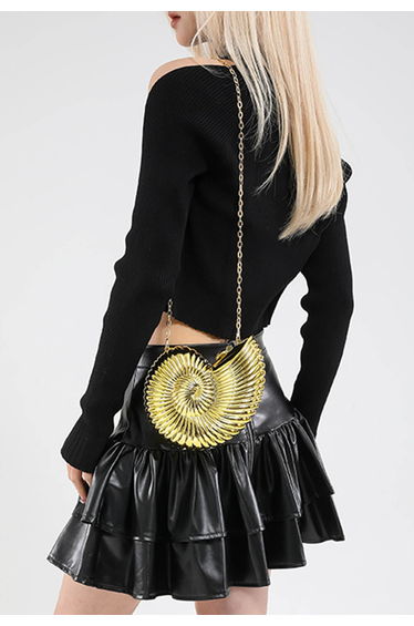Golden Nautilus Shell Acrylic Crossbody Bag