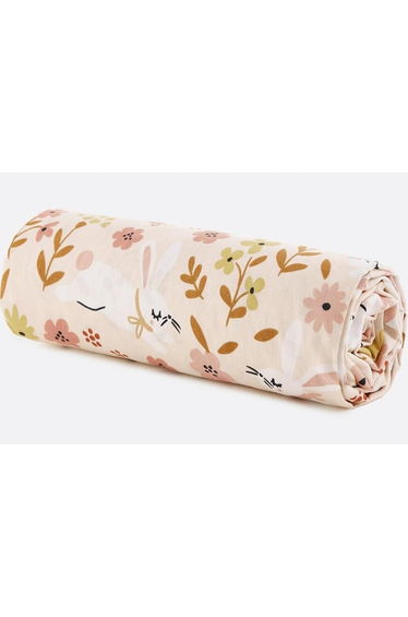 Baby's Floral Rabbit Fitted Sheet in Organic Cotton