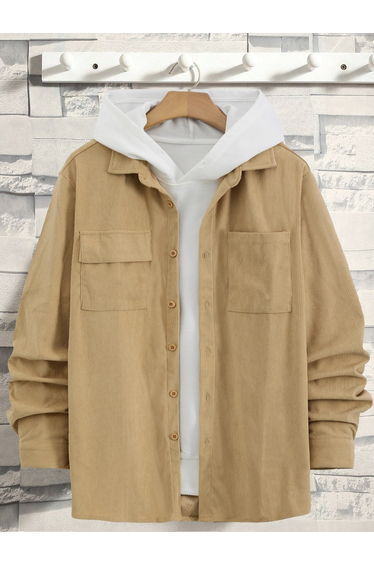 Men Texture Pocket Detail Long Sleeve Jacket