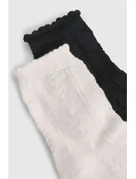 Scallop Edge Openwork Knitted Socks 2 Pack - multi - 2