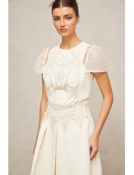 Maelle white flower-embroidered mini dress - 8