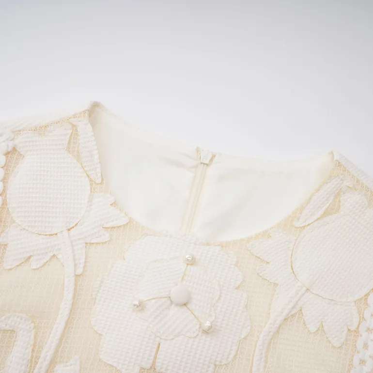 Maelle white flower-embroidered mini dress - 10
