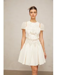 Maelle white flower-embroidered mini dress - 7
