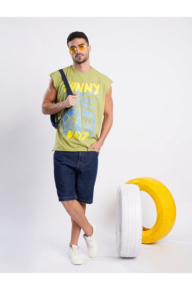 Men Dark Blue Relaxed Fit Denim Shorts