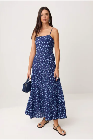 Indigo Woven Midaxi Dress