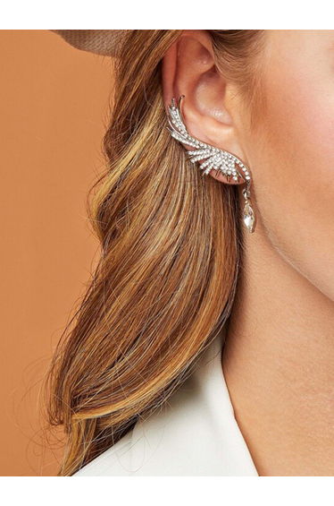 Silver Wing Embellished Earrings