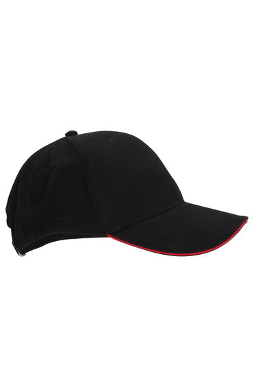 Beechfield Adults Unisex Athleisure Cotton Baseball Cap - Black/Classic Red