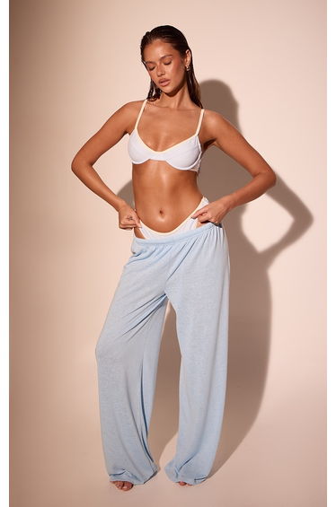 Baby Blue Marl Slub Jersey Drawstring Trouser
