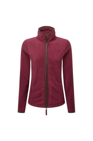 Premier Womens/Ladies Artisan Contrast Trim Fleece Jacket - Burgundy/Brown