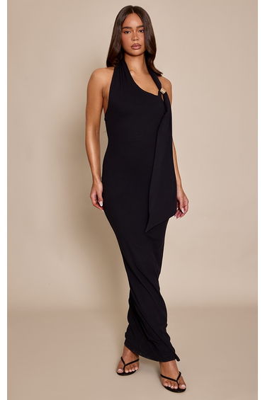 Black Soft Touch Trim Detail Maxi Dress