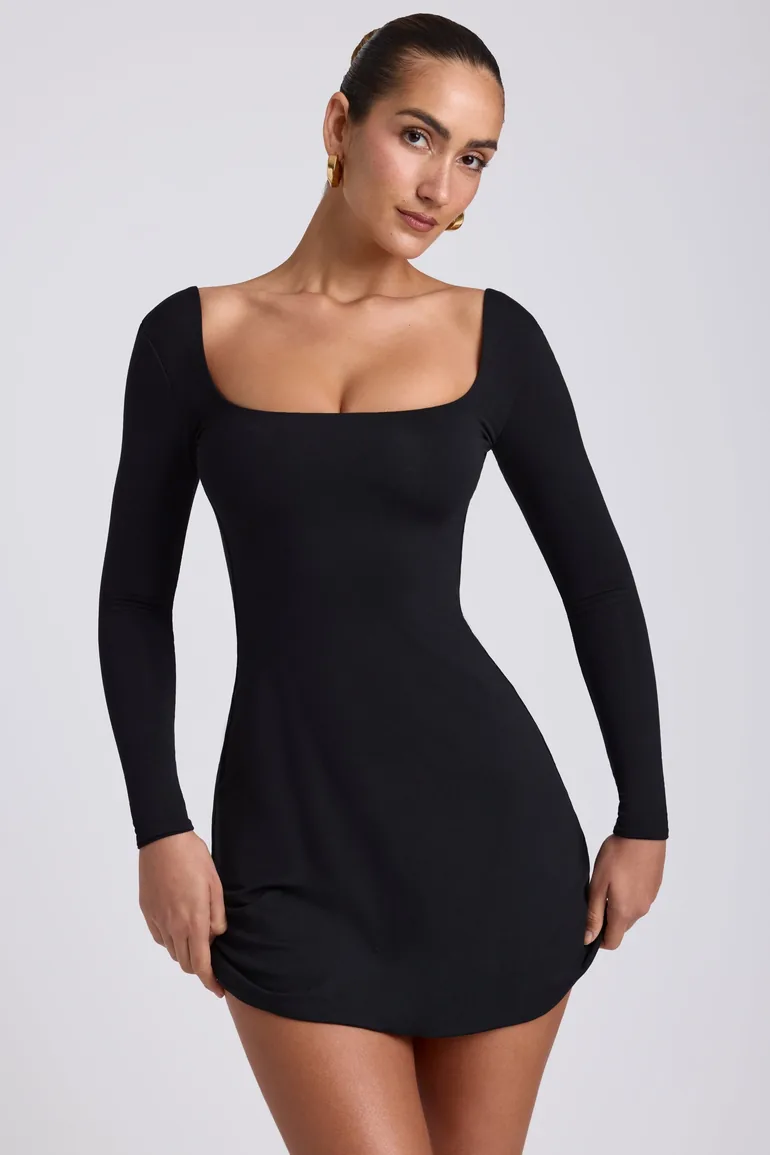 maternity black long dress Angel Maternity Mia Maternity & Nursing Zipper Drawstring Dress in Black main image 0