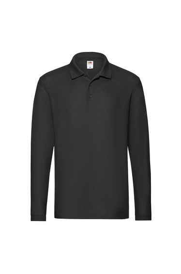 Fruit of the Loom Mens Premium Pique Long-Sleeved Polo Shirt - Black