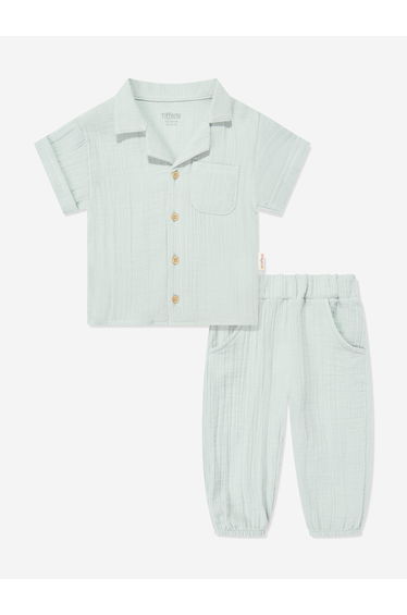 Tiffany Baby Boys Muslin Shirt and Pants Set in Green