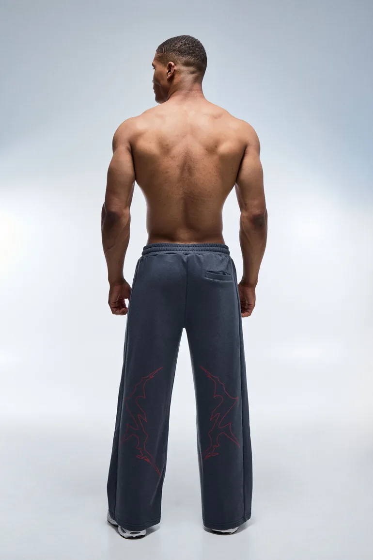 Man Active Wide Leg Loopback Joggers - charcoal - 2