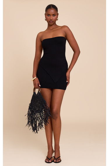 Black Fine Knit Mini Skirt