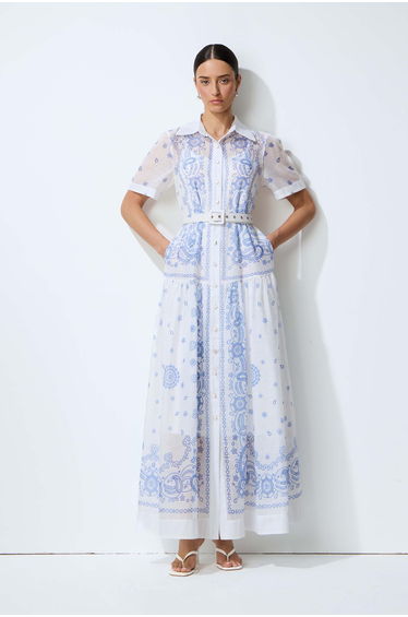 Loveliest Darling White Paisley Print Short Sleeve Maxi Dress