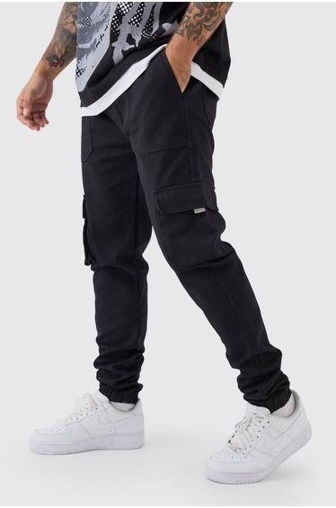 Skinny Fit Elasticated Waist Cuffed Cargo Trousers