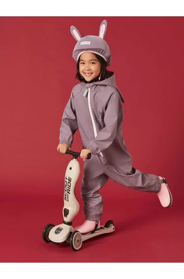 Girls Hop The Bunny Puddlesuit in Purple