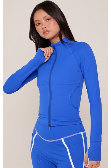 Cobalt Sculpt Pocket Front Double Zip Up Jacket