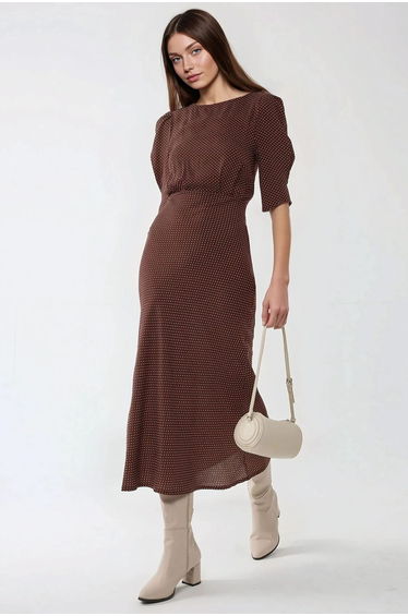 Dots Pattern Fitted Midaxi Dress