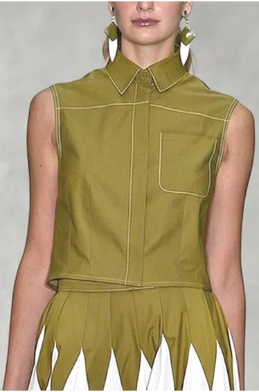 Sleeveless Solid Color Lapel Blouses&Shirts Tops