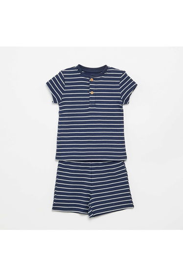 2-piece ribbed knit short pyjamas BLUE